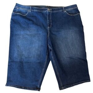 CJ Banks Women's Blue Jean Cropped Capri Stretch Pants Plus Size 24W